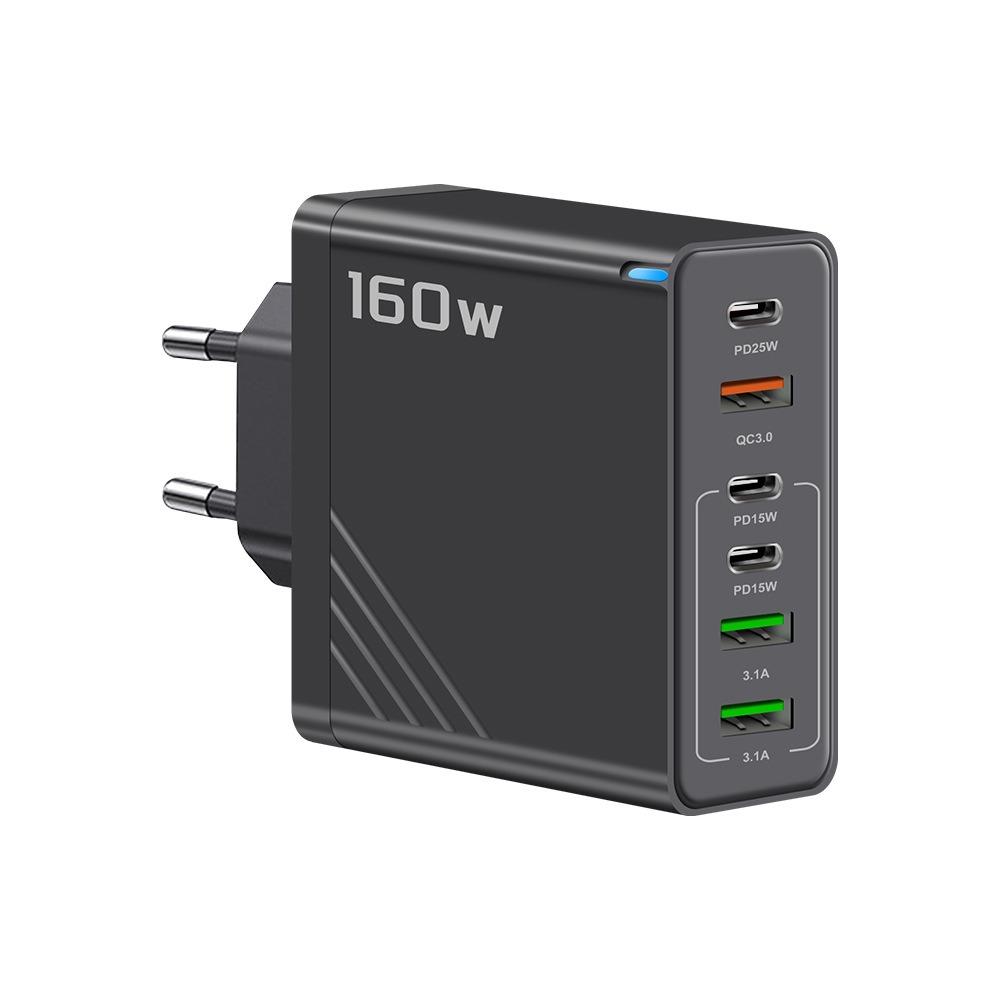6 Anschlüsse 160W Ladestecker USB A+C Mehrfachanschluss-Ladegerät für iPhone/Xiaomi/Samsung