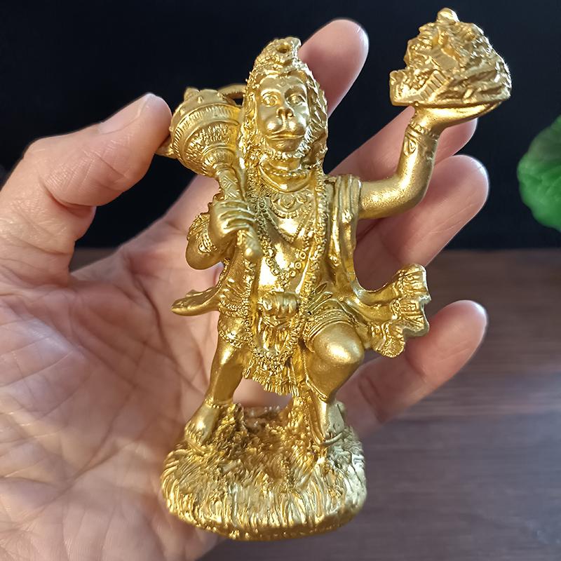 Goldene Hanuman Statue Figur Ornamente Harz Indischer Hindu Affengott Buddha Statuen Skulptur Heimdekoration Glücksbringer Geschenk