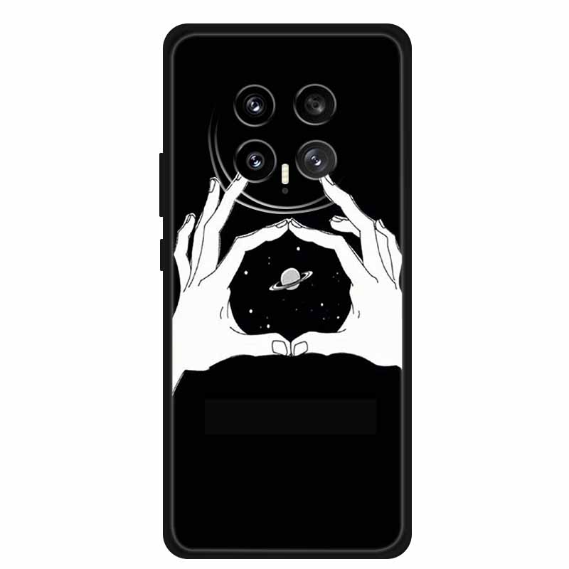 Mobile Phone Protective Case For Honor Magic8 5G Floral Painted Soft Black Silicone Back Cover For Honor Magic 8 2025 Case Funda