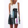 European Station European and American New Retro Digital Printing Round Neck Hot-selling Off-the-shoulder Medium and Long Vest Dress
