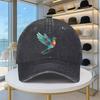 Hummingbird Print Washed Baseball Cap Adjustable Cotton Vintage Distressed Duckbill Hat Casual