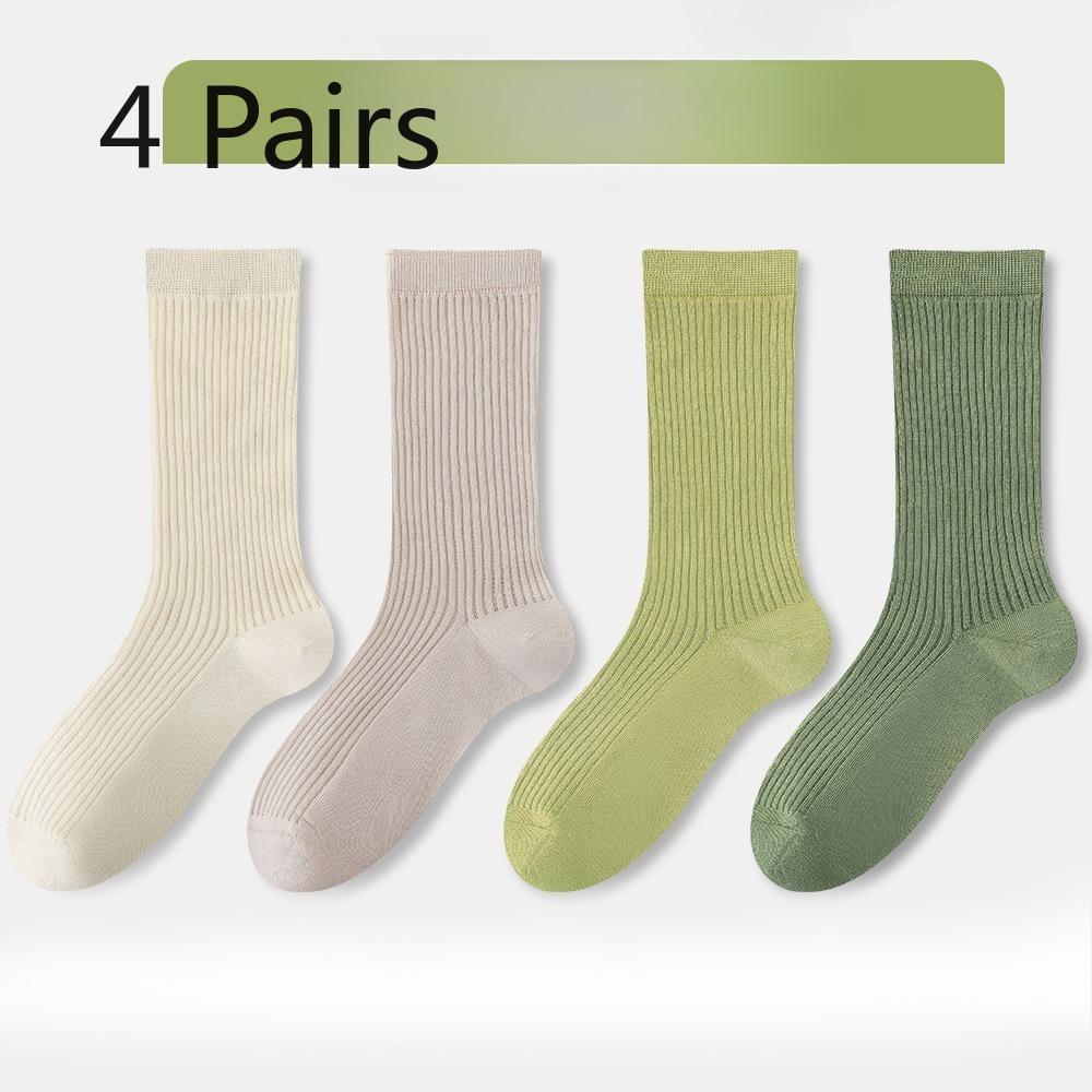 4 Pairs of Women's Summer Ultra Thin Cool Antibacterial Boneless Tube Stack Socks
