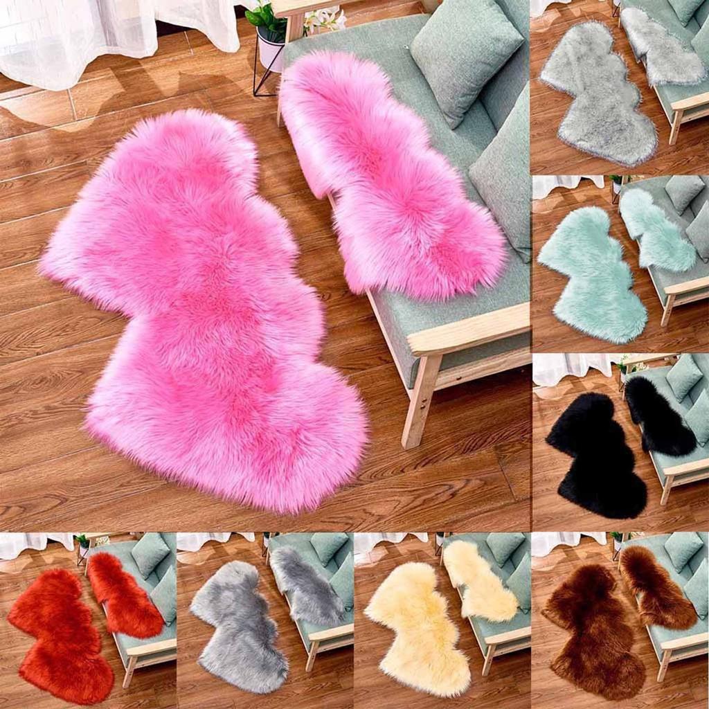Wool Imitation Sheepskin Rugs Faux Non Bedroom Shaggy Carpet Mats