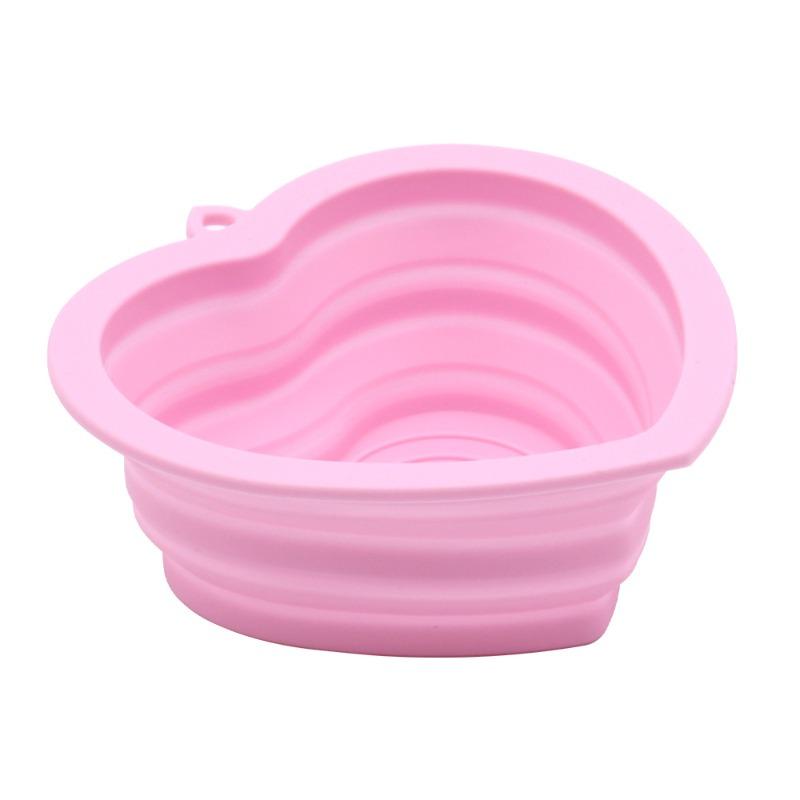 Ciotola Pieghevole in Silicone per Animali Domestici, Ciotola per Riso per Cani, Ciotola Carina a Forma di Cuore per Cuccioli, Ciotola per Gatti, Ciotola Portatile da Esterno, Ciotola per Cibo per Cani
