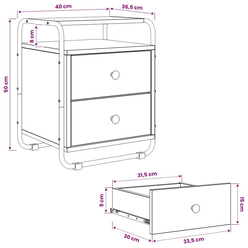 Nightstand 2 Pcs. Reclaimed Wood Engineered Wood