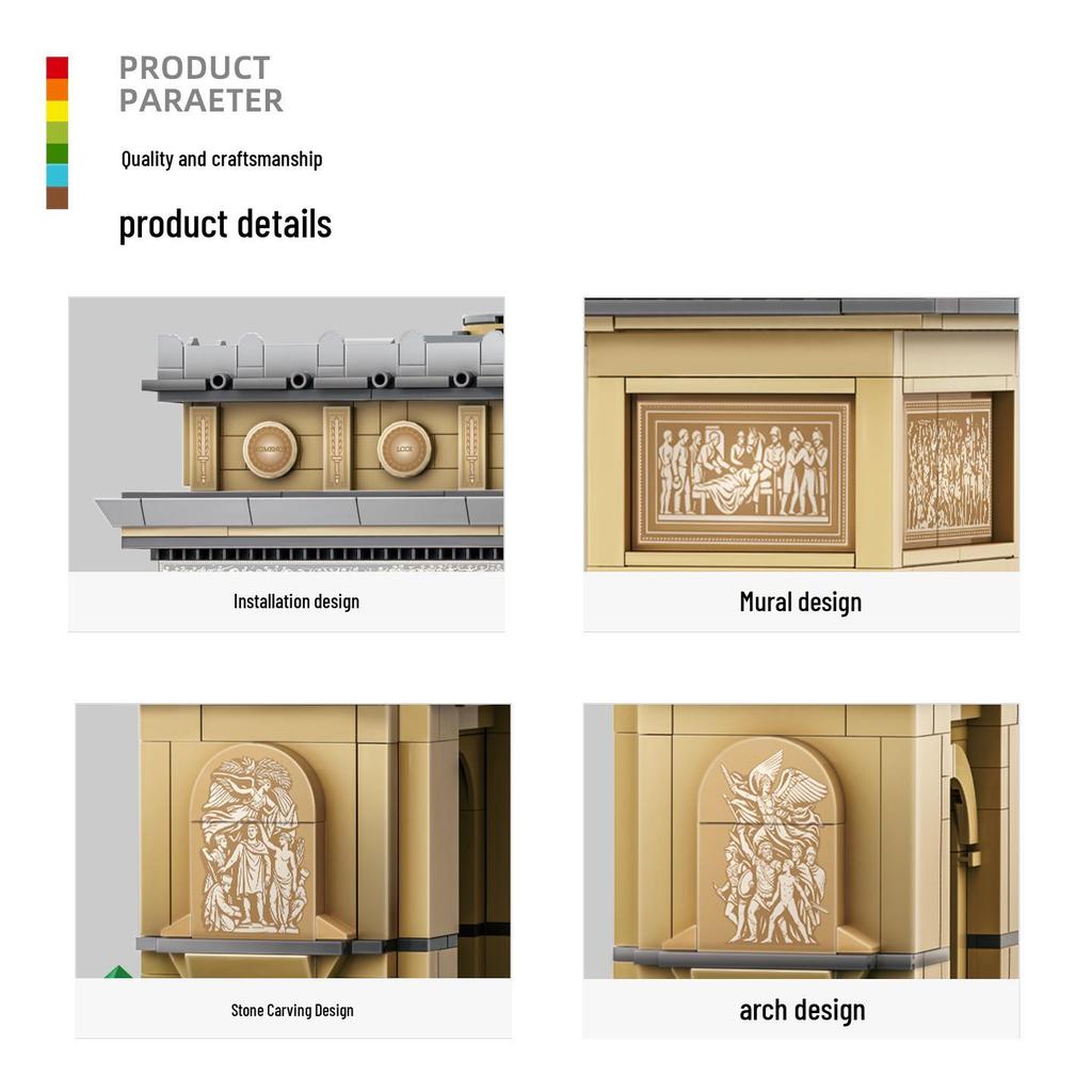Wange Arc De Triomphe Building Blocks Set for Kids Ages 6-12 - Compatible Small Particle Toy Paris Model