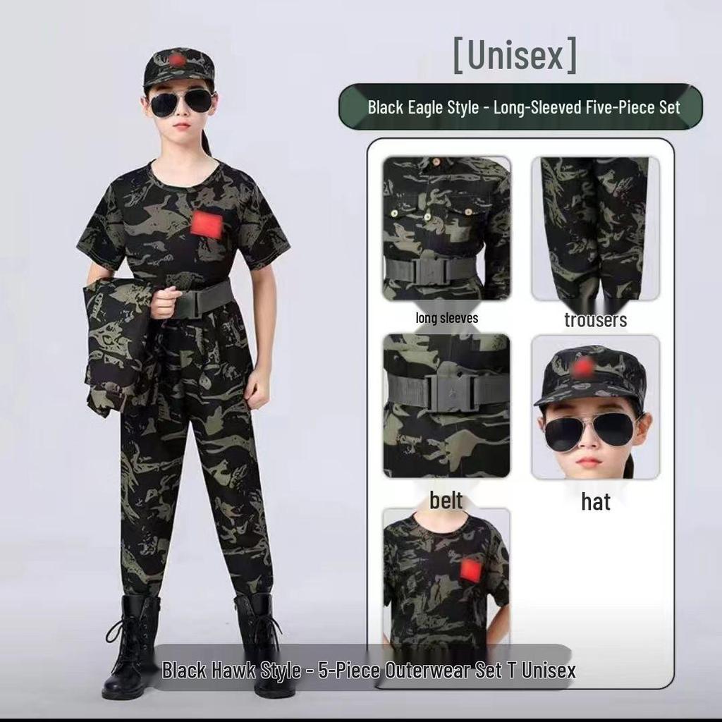 Çocuk Kamuflaj Askeri Üniformaları (Erkek ve Kız Çocukları İçin) - Anaokulu Eğitimleri, Yaz Kampları veya Okul Gösterileri İçin Mükemmel.