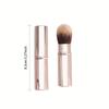 1pcs Small Retractable Cosmetic Brush Mini Portable Face Powder Powder Blusher Highlight Brush Fiber Hair Metal Handle Brush