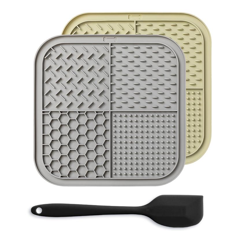 LMETJMA Lick Mat for Dogs and Cats Silicone Licking Mat with Suction Cups for Anxiety Relief Square Dog Slow Feeder Lick Pat
