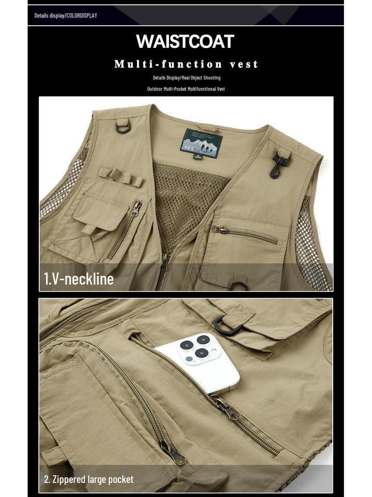 Men's Multi-Pocket Outdoor Vest for Spring and Autumn - Fishing, Photography, Tactical, Casual Retro Waistcoat
