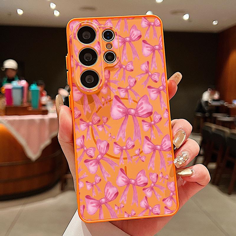 Bowknots Print Phone Case For Samsung S26 Ultra S25 Edge S24 Plus S23 FE A15 A16 A17 A35 A36 A37 A54 A55 A56 A57 5G Hybrid TPU+PC Magnetic Matte Cover