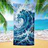 Impressionist Ocean Wave Print Beach Towel Ultra Absorbent Quick Dry Towel for Summer Beach Pool Camping Trip