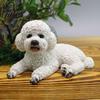 Dog Figurine Decor Realistic Teddy Statue, Desktop Small Pet Model, Cute Laying Sculpture Elegant Poodle Model for Car Dashboard, Desk, Shelf, Living