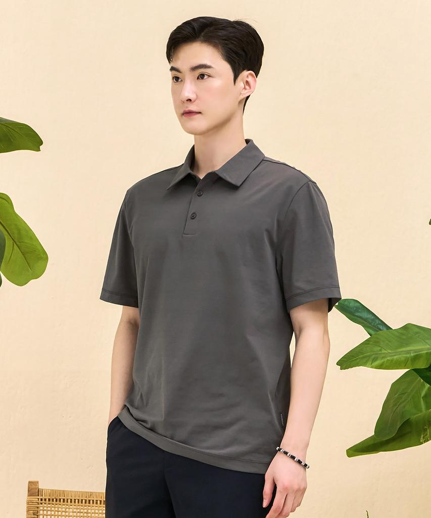 CHASECULT Men'S Cool Collared Short Sleeve T-Shirt - Khaki