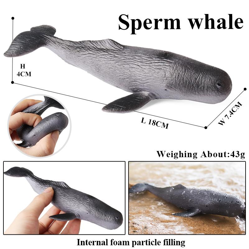 Oenux Sea Life Animals Soft Shark Whale Dolphin Squid Pufferfish Crab Model Action Figures Anti Stress Relief Toy Kids Gift