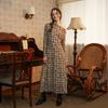 Deondeulob Dd_Check Flower Sleeved Dress_Khaki Brown