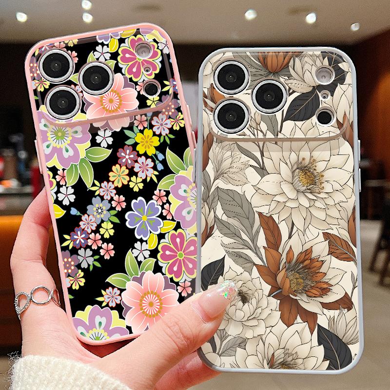 Retro Floral Pattern Case For iPhone 17 Pro Max Magnetic For Magsafe Hybrid Slim Matte Cover For iPhone 16 15 14 13 Pro Max