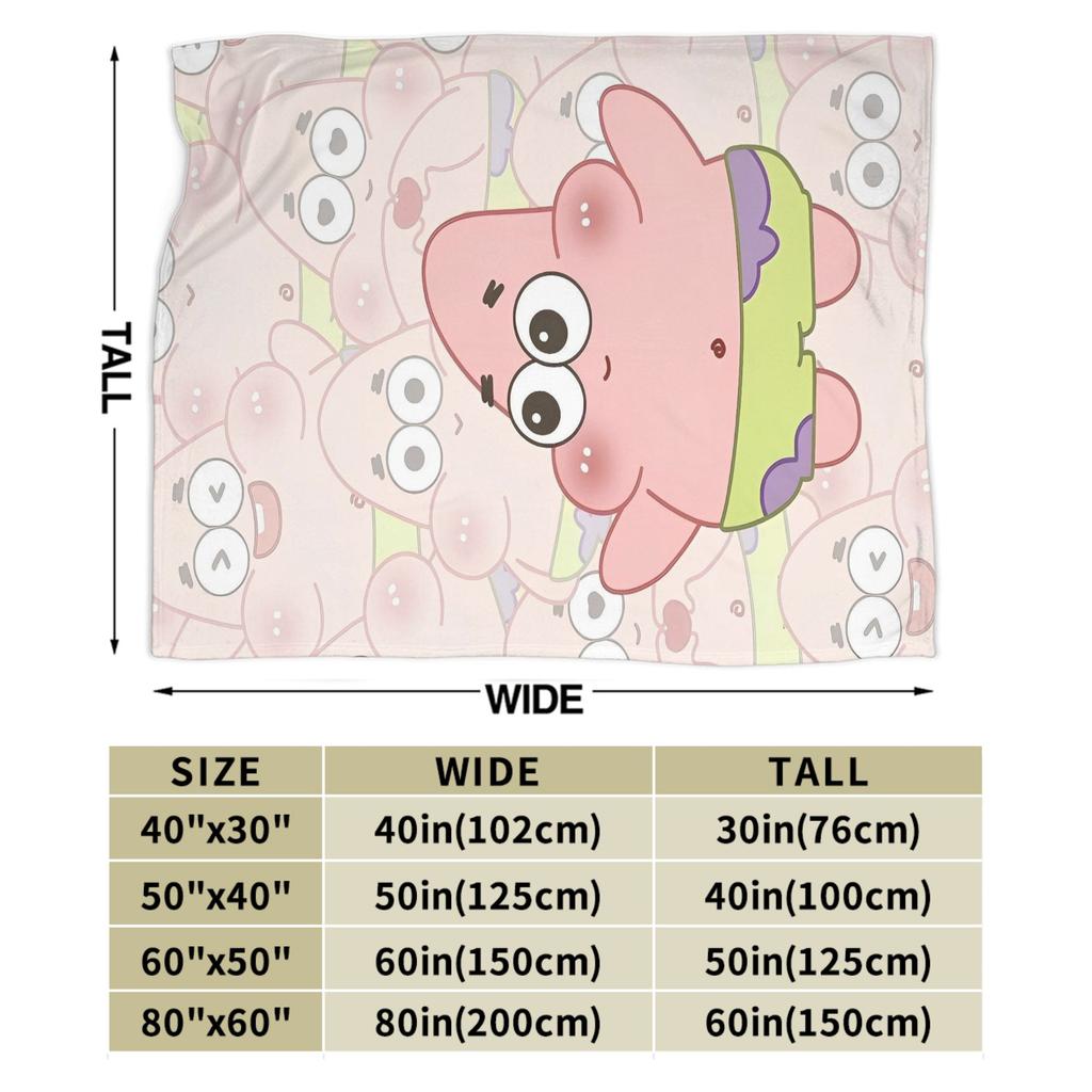 Cute Patrick Star SpongeBob Flannel Blanket Vintage Throw Blanket for Bed Sofa Couch 125*100cm Bedspreads