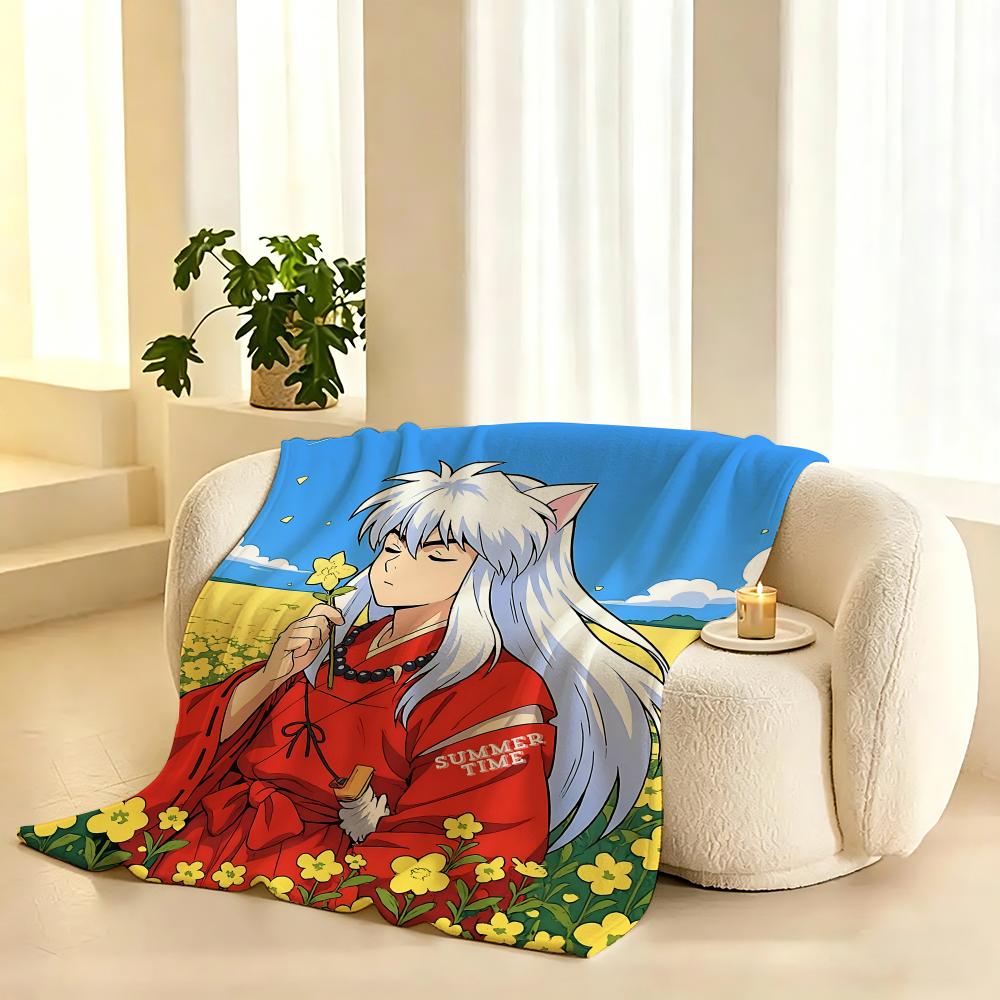 Comics Inuyasha Throw Lightweight 240g Flannel Blanket Soft Skin-friendly for Summer Cooling