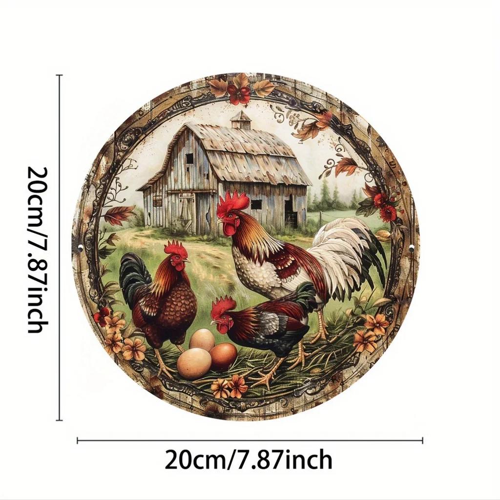 Bar Tin paintingRetro Tinplate Painting X Rustic Chicken Metal Sign Vintage Farmhouse Decor with Eggs Flowers for Indoo
