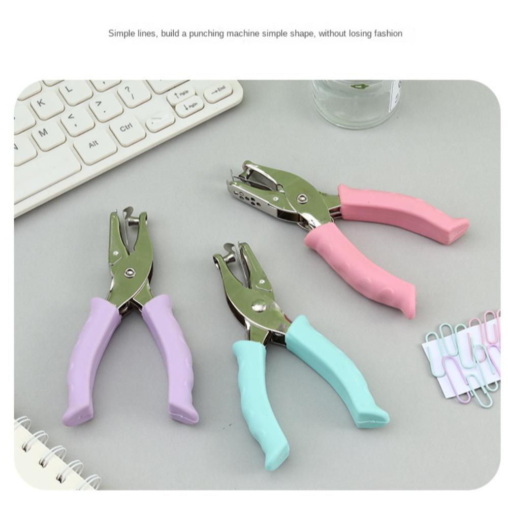 Single Hole Mini Paper Punch Non-slip Handle Loose-leaf Punch DIY Paper Puncher  Stationery