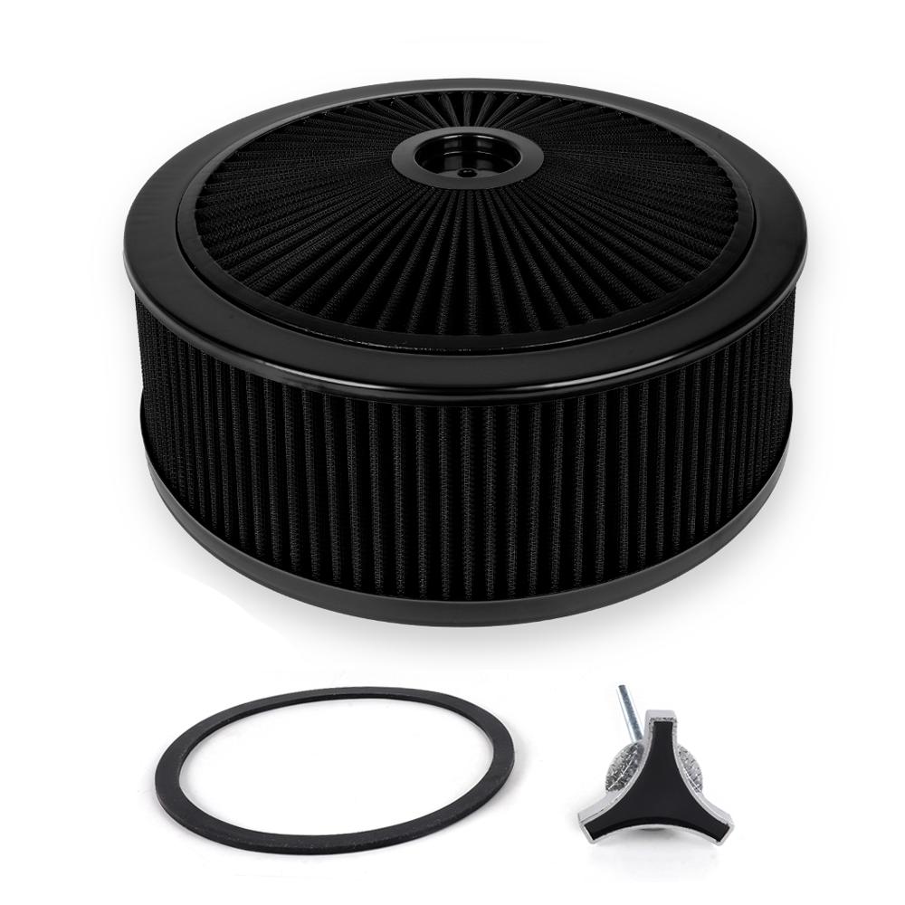 5-1/8 Carb Neck High Flow Air Cleaner Set 14in X 2in/3in/4in/5in Chrome Round Performance Thru Air Cleaner Filter OFI178