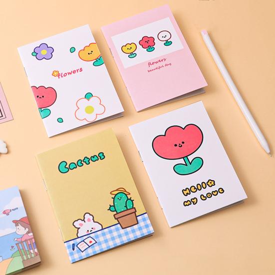Lot de 4 Mini Carnets Mignons Dessins Animés 64K pour Enfants Étudiants Papier Lisse Portable Stylo Lisse Journal Prix Scolaires Et Cadeaux de Fête