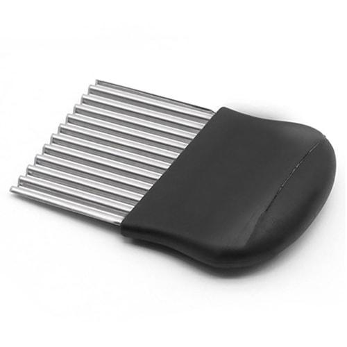 Corrugated Potato Cutter, Stainless Steel Knife, Vegetable Knife, Crinkle Cutter, Corrugated Cutter, Wave Knife (Black)