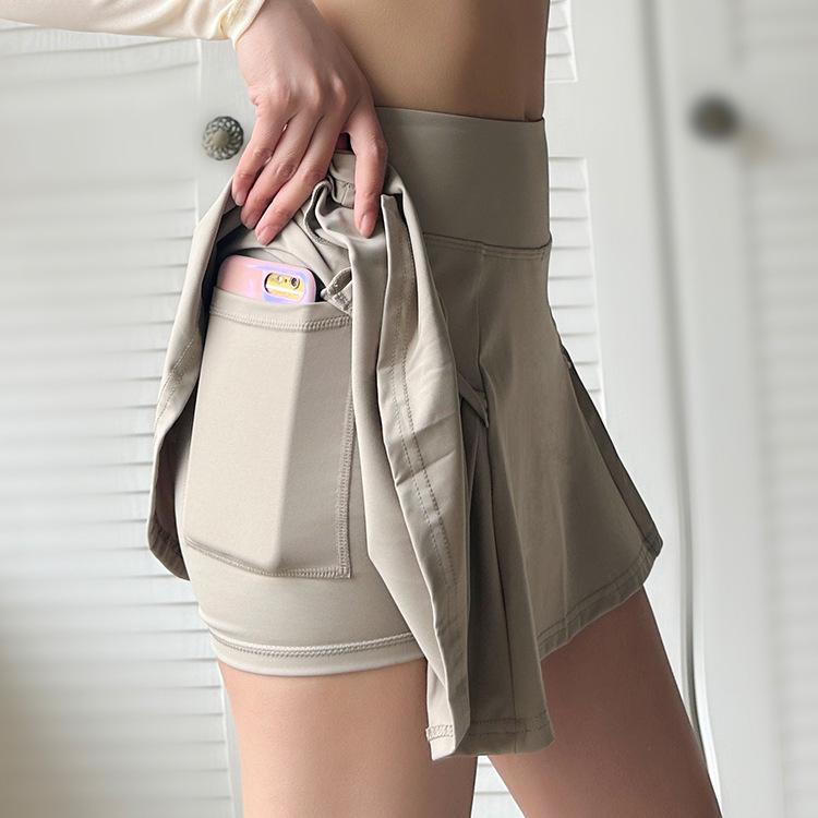 Sportovní sukně A-linie s vysokým pasem, rychleschnoucí, pro badminton, běh, tenis a fitness