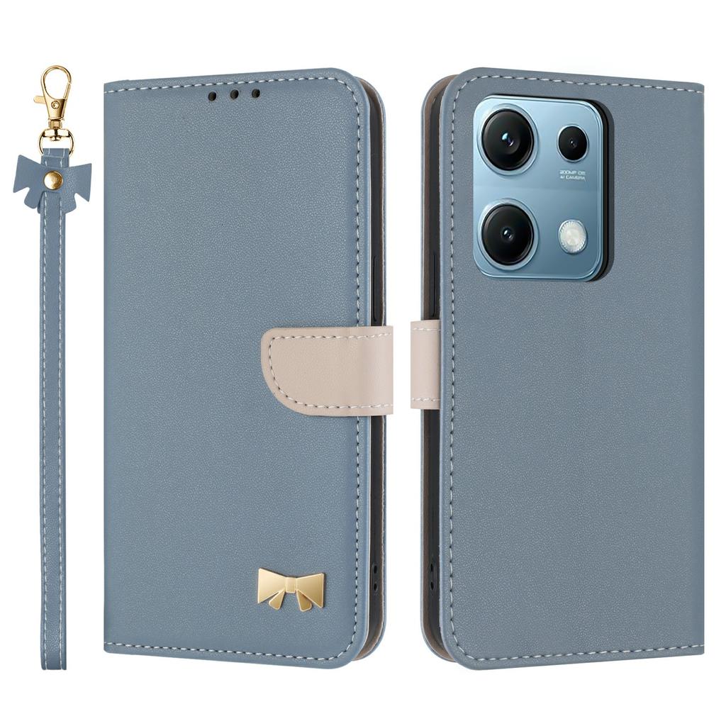 For Xiaomi Redmi Note 14S 4G Case Bowknot Decor Wallet Leather Phone Cover with Wrist Strap