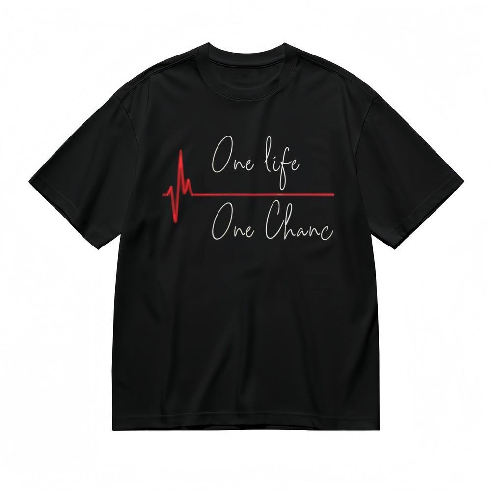 

Men s T-shirt With Red EKG Line Art Graphic Unisex Black 100% Cotton Summer USA M