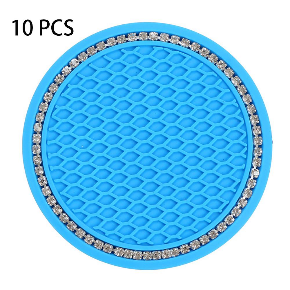 

10 PCS Bling Drink Pad Rhinestone Anti-slip Mat Durable Cup Holder Automotive синий