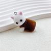 Dress Cat Pendant Cute 3D Hairy Flocking Animal Cat Charms Miniature Dolls Keychain Necklace Pendant DIY Crafts Jewelry Make