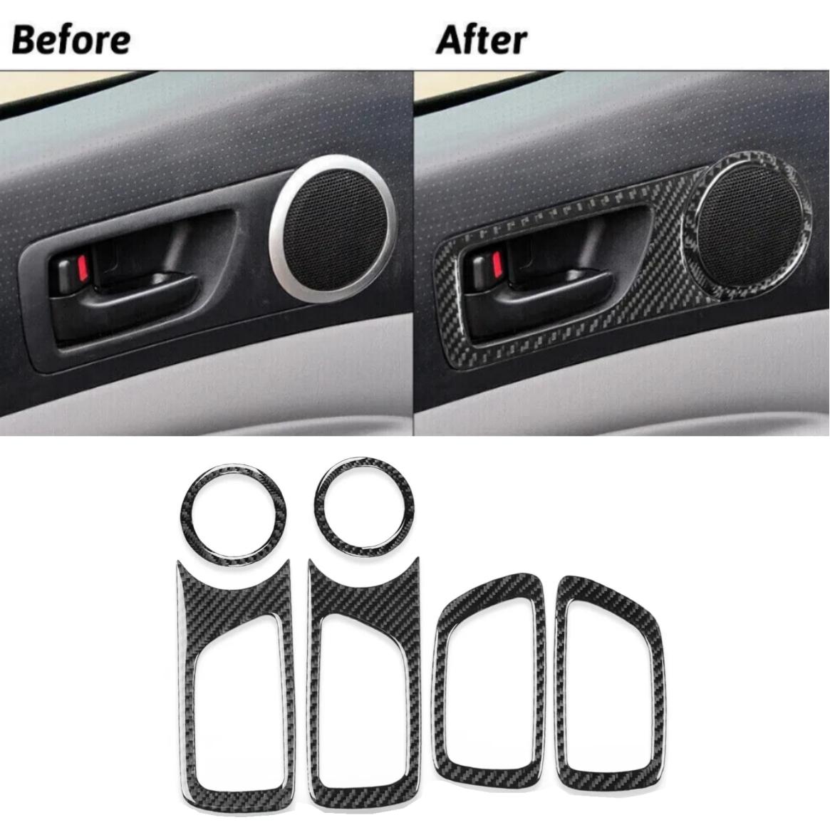 Real Carbon Fiber Interior Door Handle&Speaker Cover For Toyota Tacoma 2005-2015