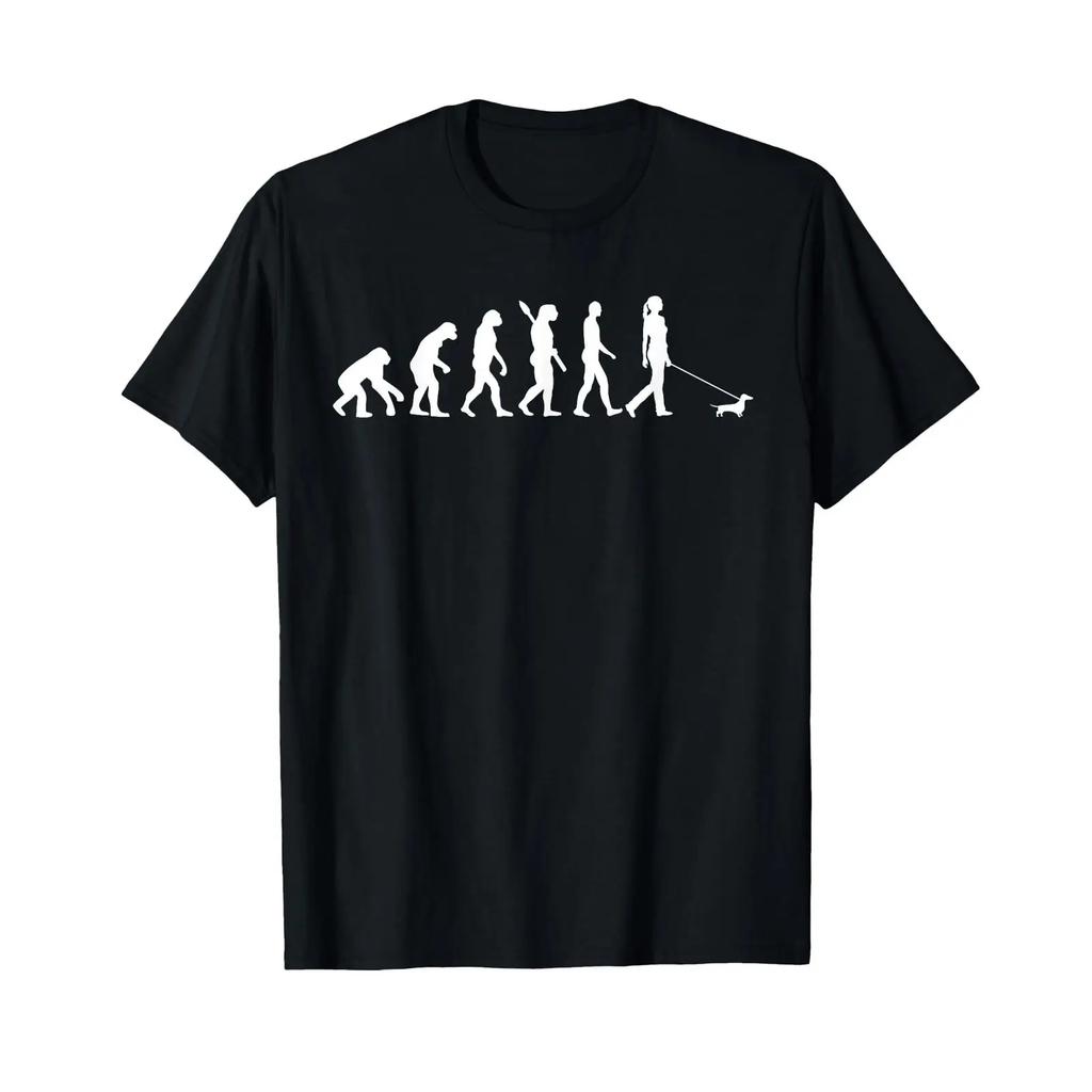 Evolution Dachshund Gassi Going T Shirt Vintage Comfortable Soft Streetwear Casual Graphic Fashion Slightly