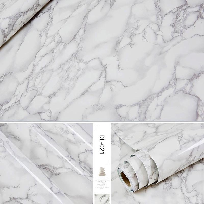 PVC Self-Adhesive Marble Wallpaper Kitchen Tile Stove Waterproof Oilproof Stickers Furniture Desktop Countertop Protective Film