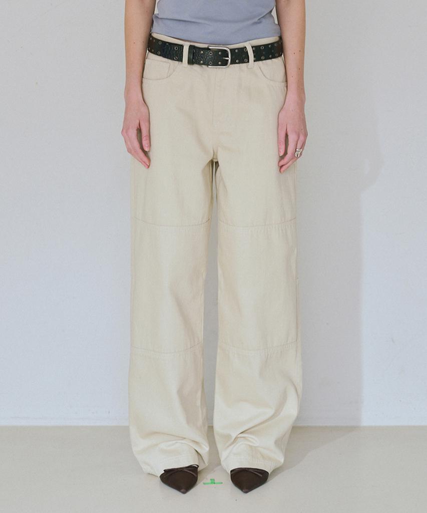 MILLO WOMEN Double Knee Cotton Loose Pants [Ecru]