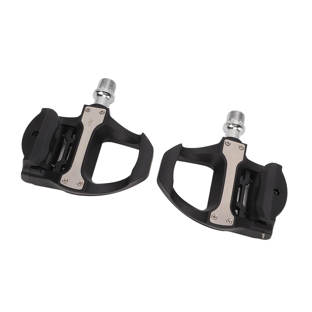 2Pcs Road Bike Self Locking Pedals Engineering Plastics Adjustable Bicycle Accessories with Lock Plates