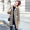 Herbst Winter Wolle Mantel Frauen Plaid Schafe Scher Leder Pelz Mid Lange Mäntel Plus Samt Starke Mit Kapuze Warme Wolle Dame mantel