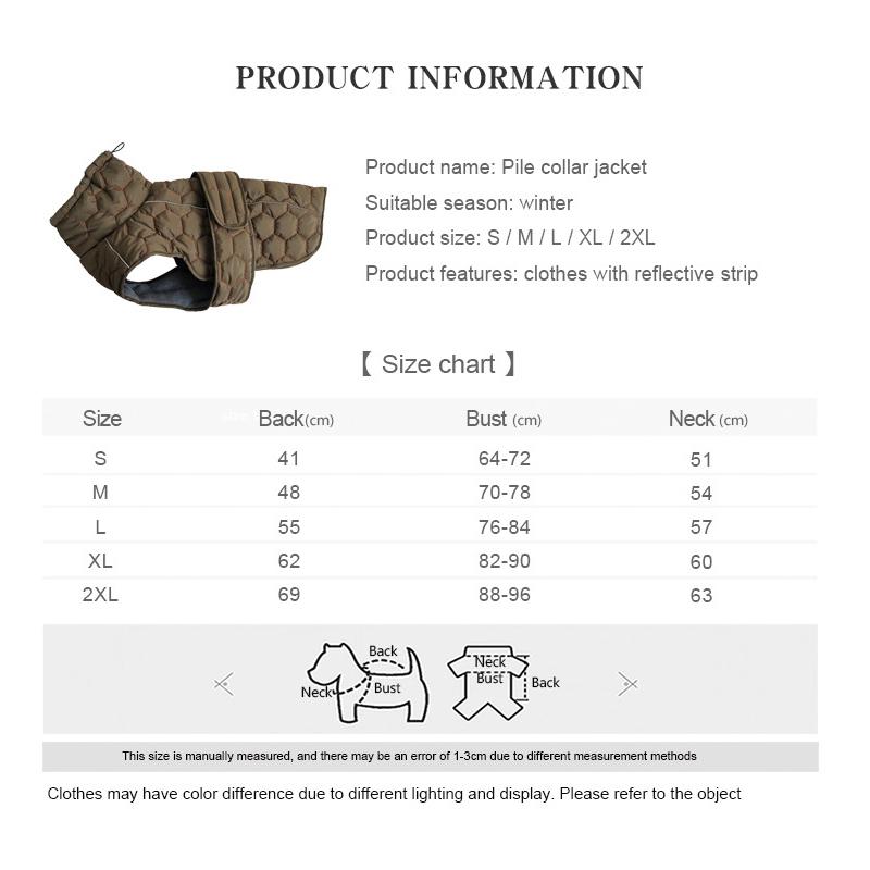 Warm Turtleneck Dog Clothes Winter Thick Reflective Snowsuit Coat Pet Jacket for Large Breed Whippet Greyhound Parka Clothing