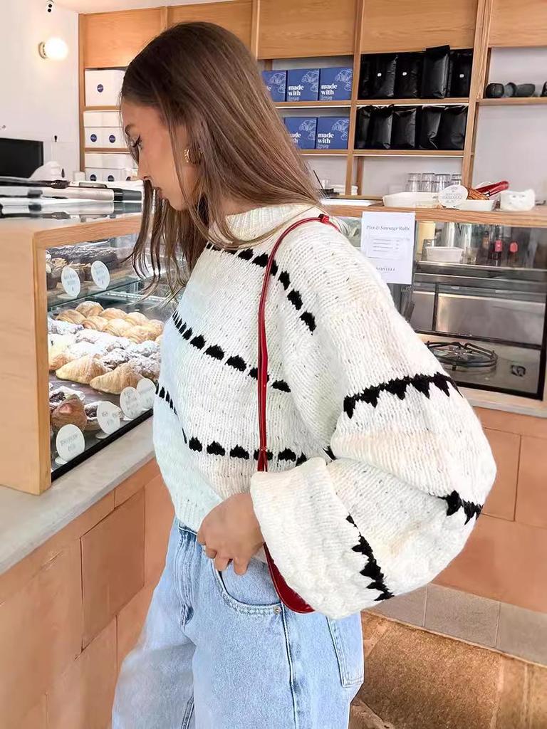 European & American Women's Autumn/Winter Knit Sweater - Round Neck, Long Sleeve, Casual Street Style