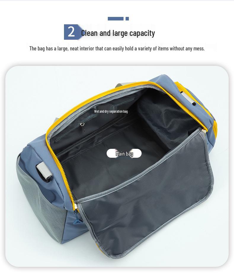 Women's Large Capacity Gym Bag with Wet/Dry Separation - Print Logo, Sports, Hand Luggage, Short Trips, Swimming Bag