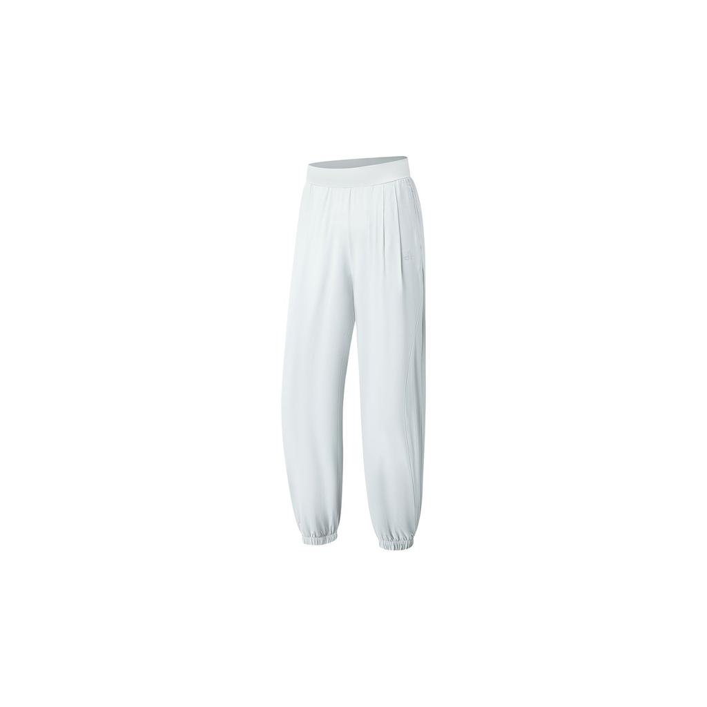 Li Ning Womens Fitness Series UPF 50+ Solid Color Reflective Elastic Waistband Tapered Leg Sun Protection Sports Pants Women pants Coin-Gray AKLT542-3