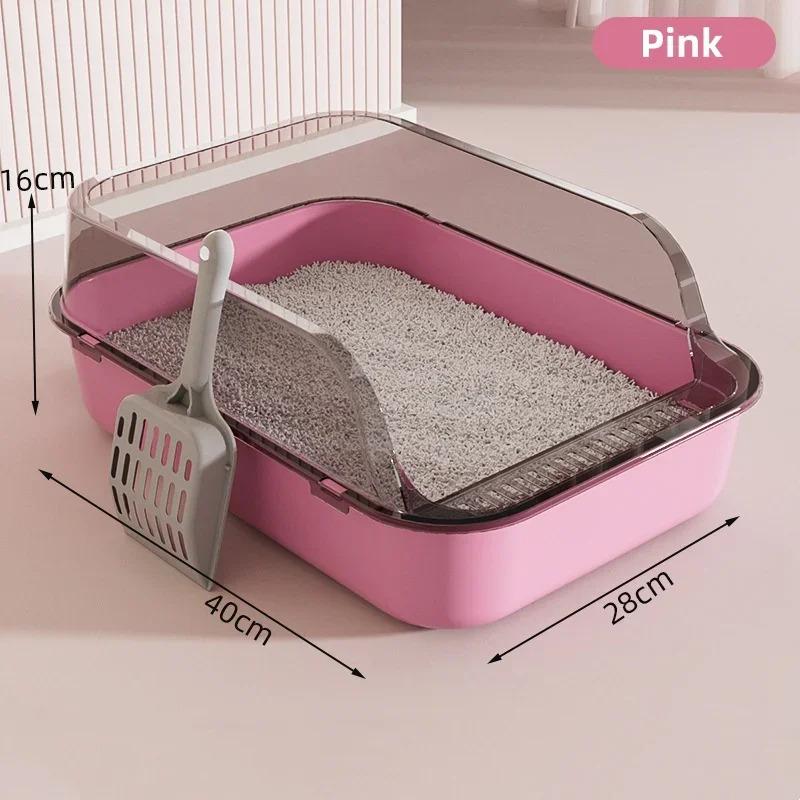 Open Top Cat Litter Box with High Sides, Splashproof Kitty Toilet Tray for Indoor Cats Rabbits, Easy Clean Large Capacity Pan