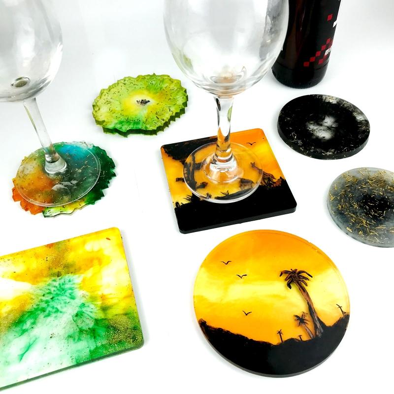 Resin Coaster Mold 5Pcs Silicone Moulds for Resin Casting,Agate Coaster Epoxy Molds Epoxy Resin Casting Mould Home Decor