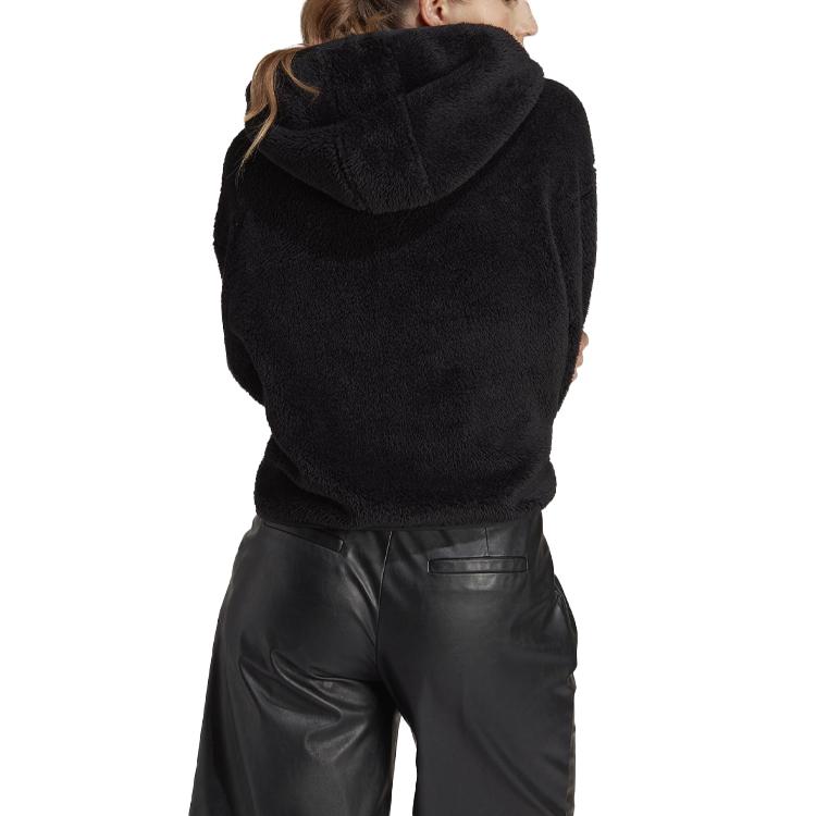 adidas Originals Solid Color Hooded Pullover Long Sleeve Sweatshirt Women Sweatshirt Black IC2253