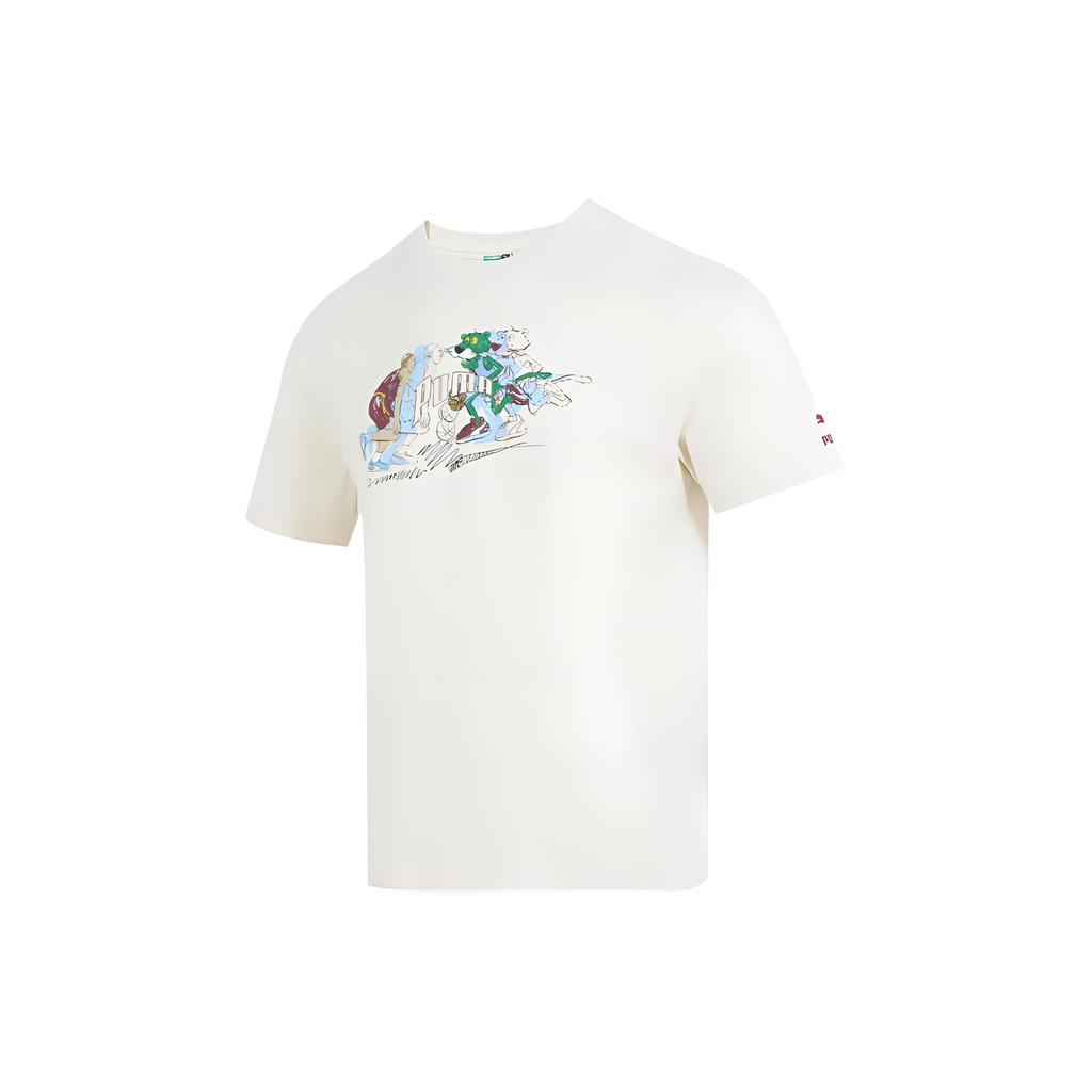 Puma Letter Print Outdoor Fashion Casual Comfortable Round Neck Short Sleeve T-Shirt Men Tops Beige 629400-87