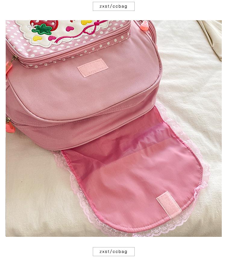 Japanese Soft Girl Cute Strawberry Embroidered Lace Backpack