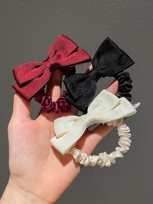 3 Stück Damen Schleifen-Haarbänder, geeignet zum täglichen Haarebinden und für einen lässigen Stil mit Gummibändern