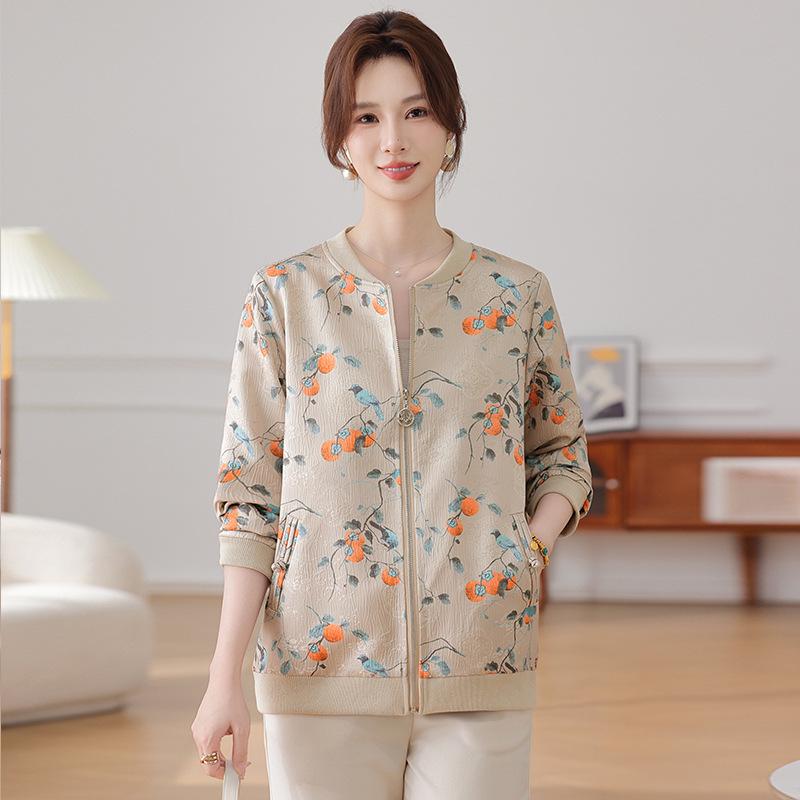 

2026 Spring & Autumn Women s Lapel Jacket for Middle-Aged & Elderly – Loose, Stylish Top 4XL (67.5-72.5kg) хакі